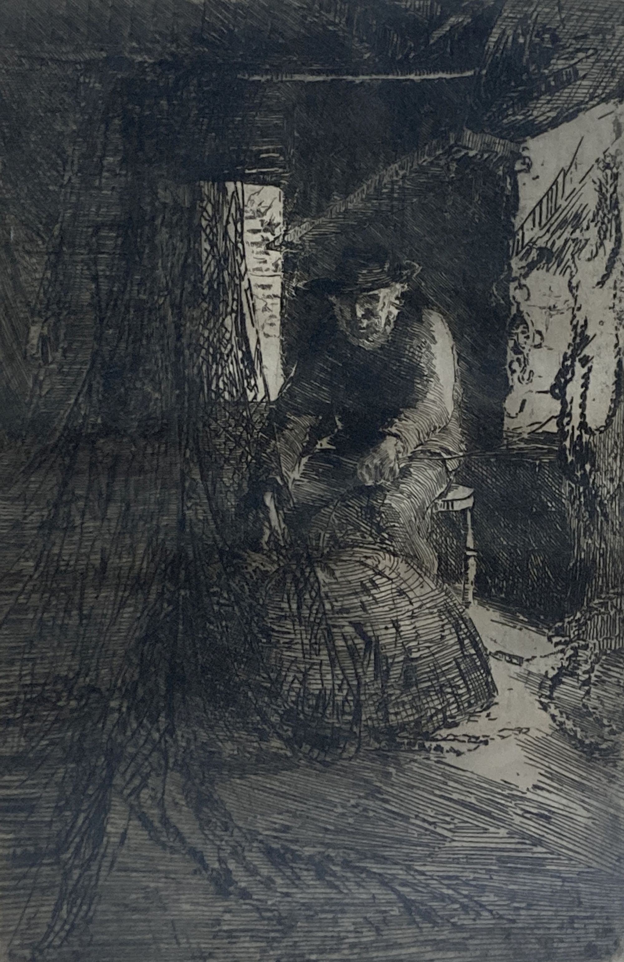 Mary Ada Gaton (1899-1928), etching, The Sail Loft, inscribed in pencil, 27.5 x 18cm